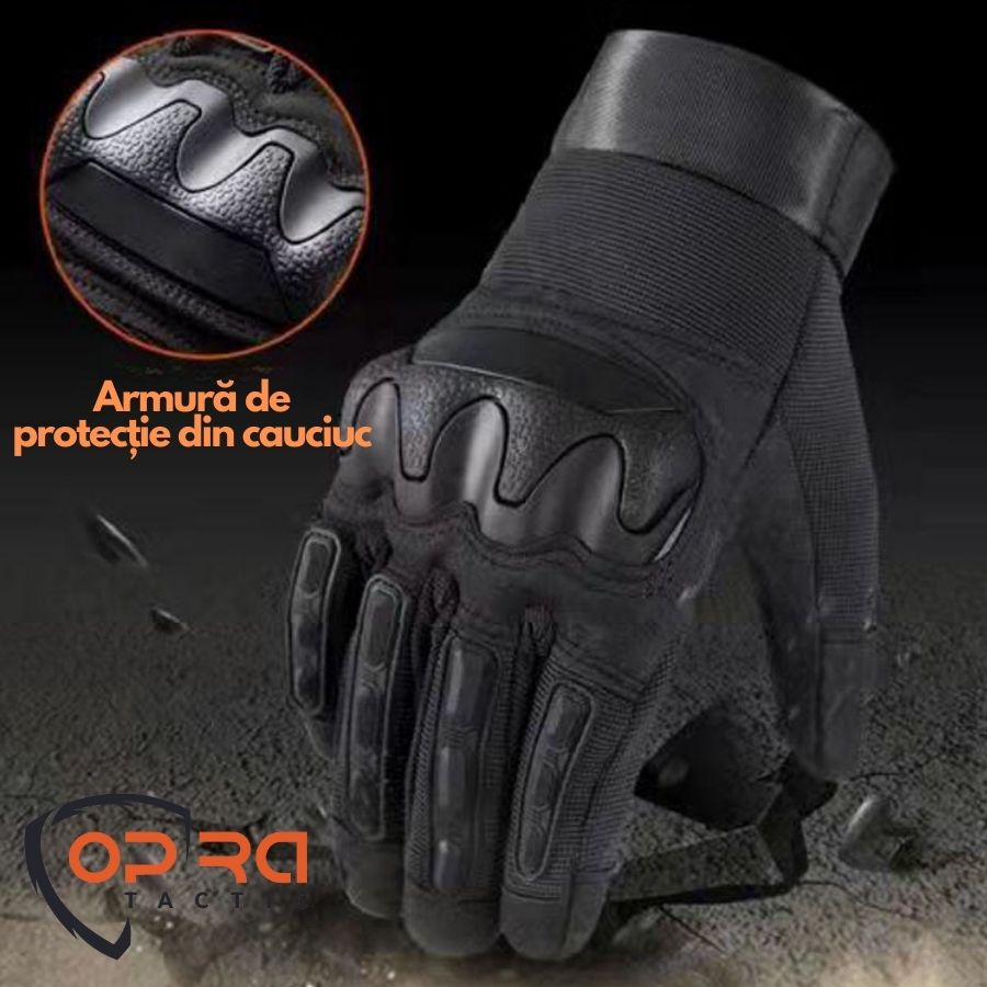 Manusi Tactice Combat, M, cu Armatura de Protectie, Microfibra/Piele ...