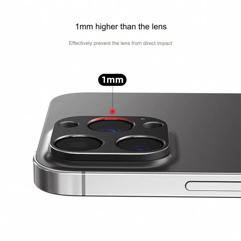 Folie protectie camera telefon, SIHOiSi, Aluminiu, Compatibila cu iPhone 15/15 Plus, Negru