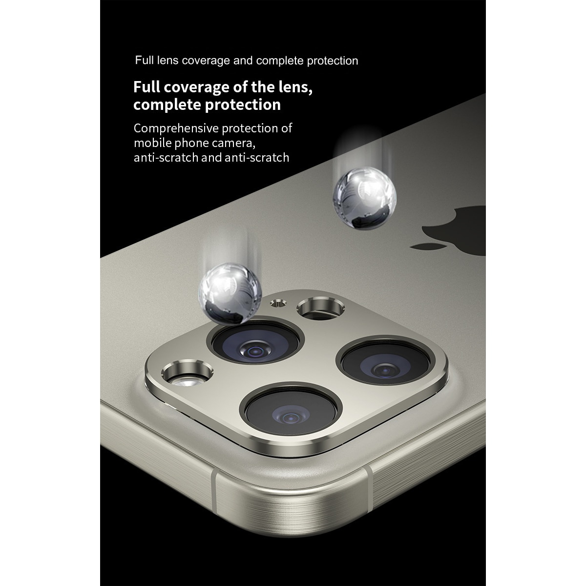 Folie protectie camera telefon, SIHOiSi, Aluminiu, Compatibila cu iPhone 15/15 Plus, Negru