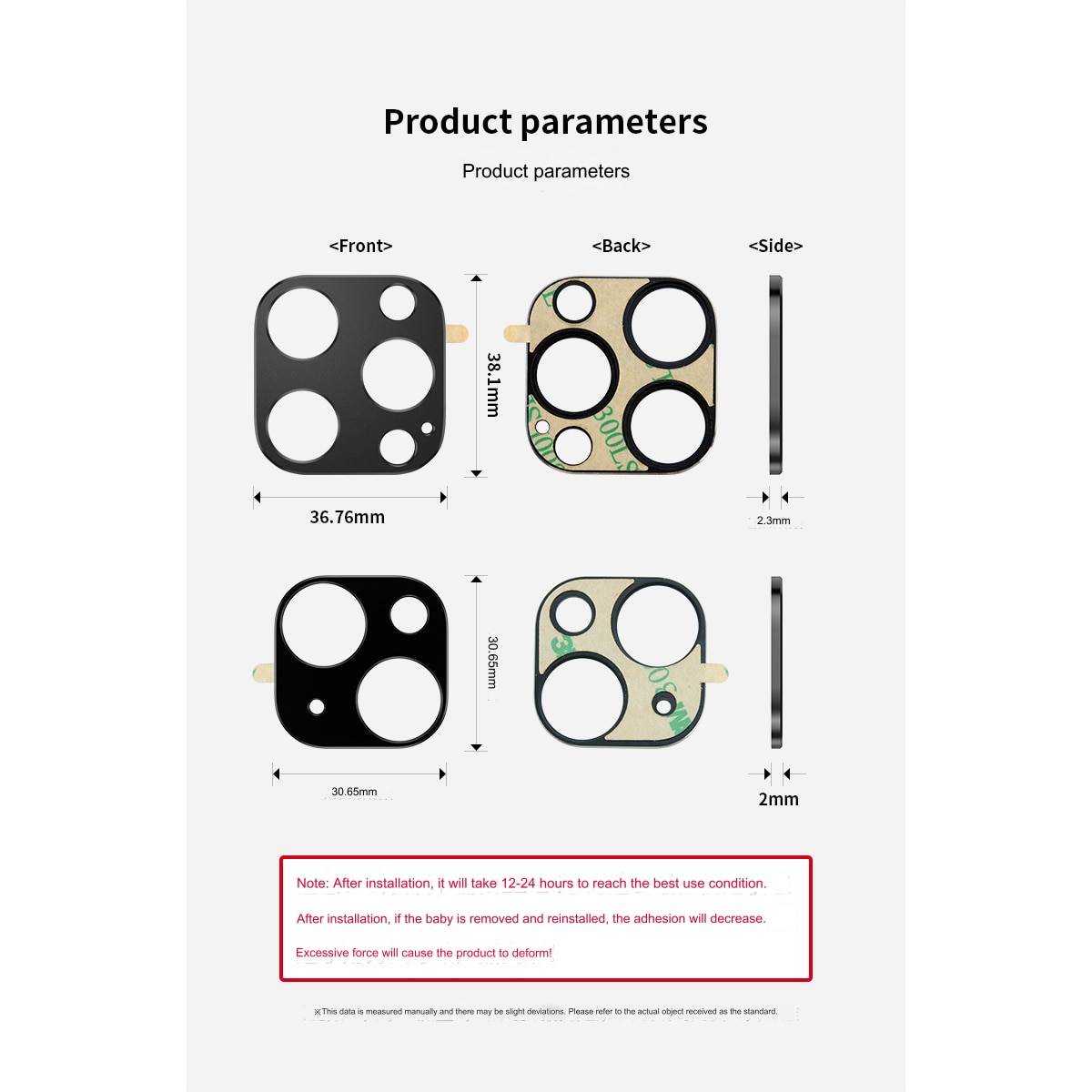 Folie protectie camera telefon, SIHOiSi, Aluminiu, Compatibila cu iPhone 15/15 Plus, Negru
