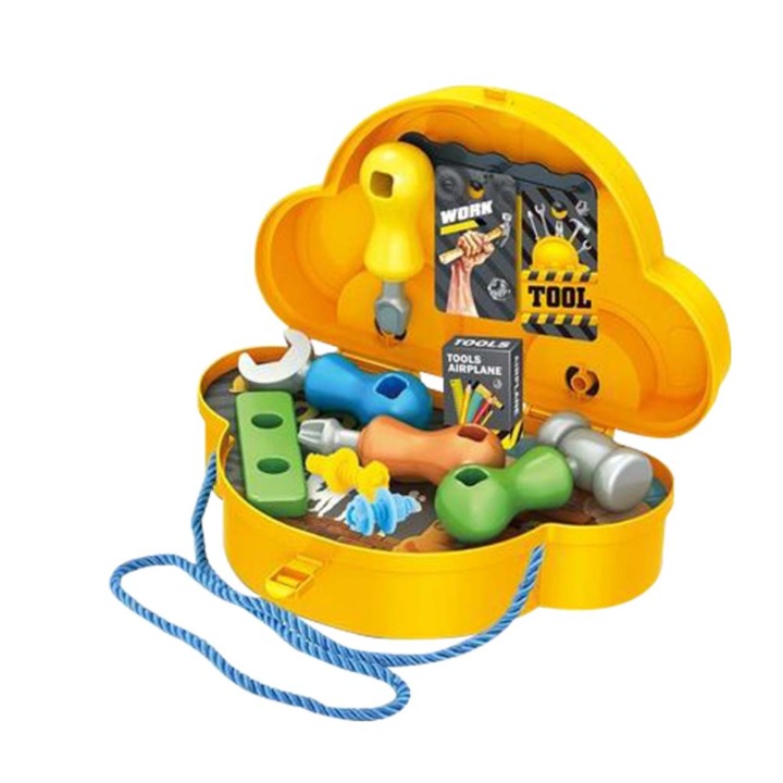 Jucarie interactiva copii, la set de voiaj, in gentuta, 8 piese, Galben