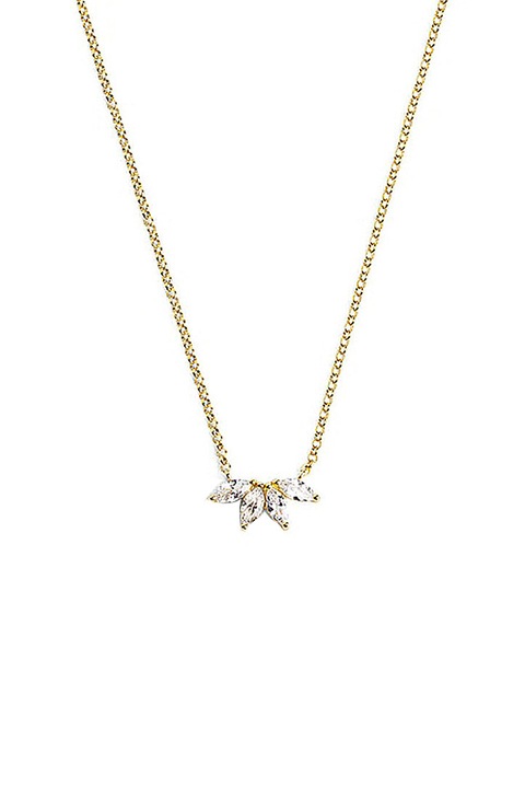 Colier cu frunze, Vaxiuja, Aliaj / Zircon, 41 - 50 CM, Auriu