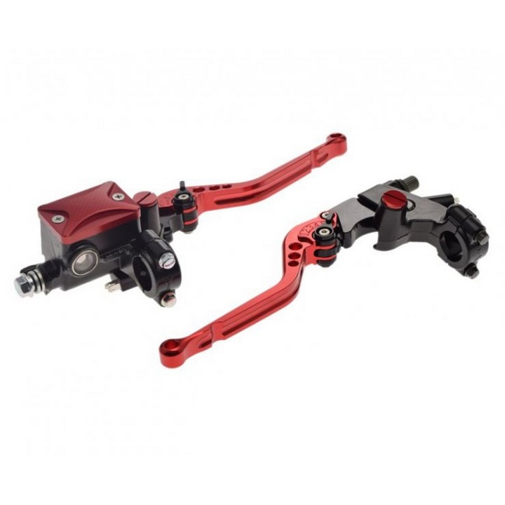 Set manete universale frana-ambreiaj moto, reglabile/rabatabile, rosu