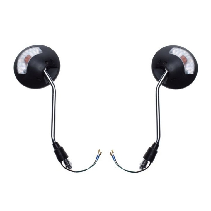 Set oglinzi universale moto-atv cu semnalizari, rotunde, M10X1.25