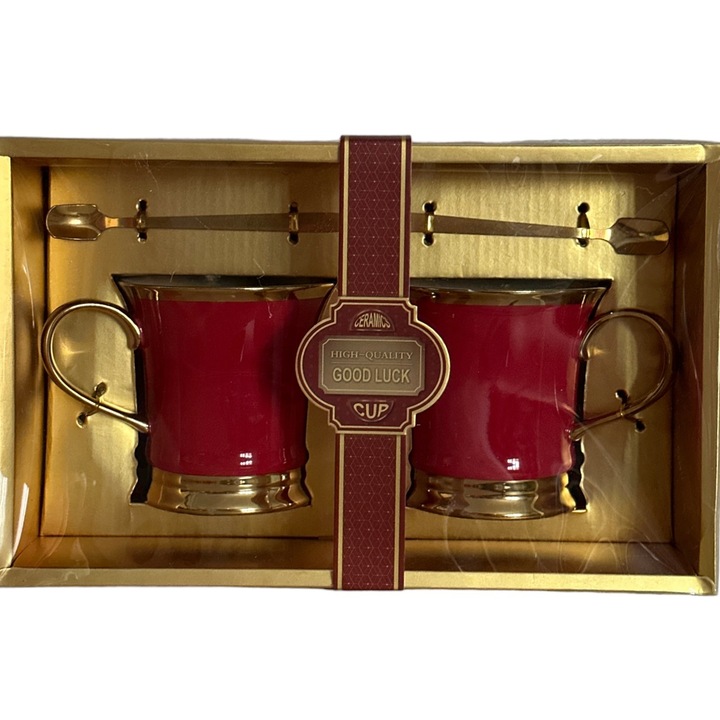 Set 2 Cani cu Lingurita, model rosu, 901-29, 28x17x10 cm