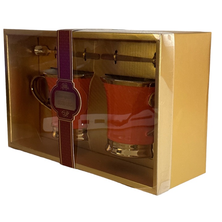 Set 2 Cani cu Lingurita, model portocaliu, 901-29, 28x17x10 cm