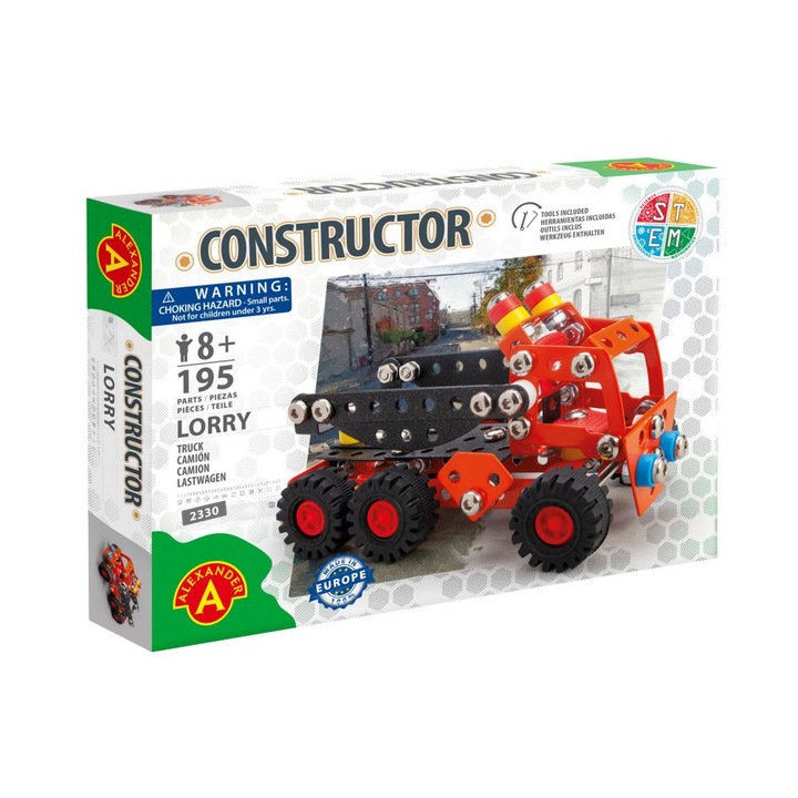 Joc Constructor - Lorry, 195 piese, joc STEM, 8+