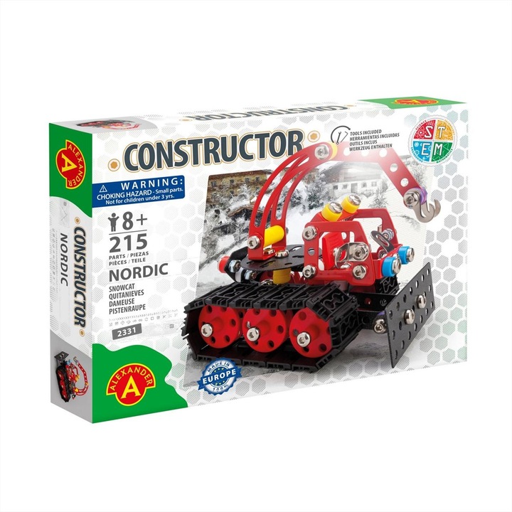 Alexander Toys építőkészlet, Nordic munkagép, 215 db, STEM játék, 8+ év, piros