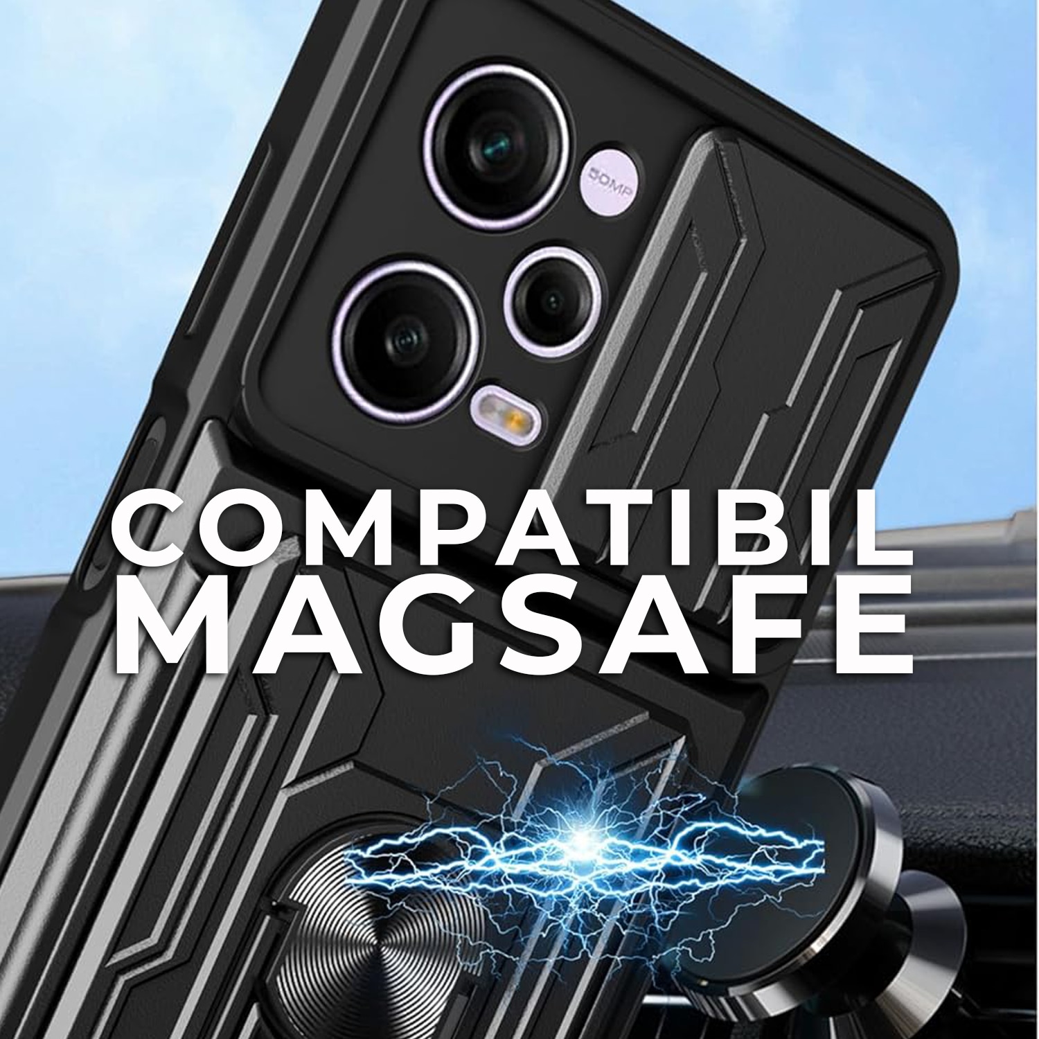Husa pentru Xiaomi Redmi Note 12 Pro 5G/Poco X5 Pro Premium Hybrid Armor Kickstand, Slider Camera, Antisoc, Protectie Superioara, Negru