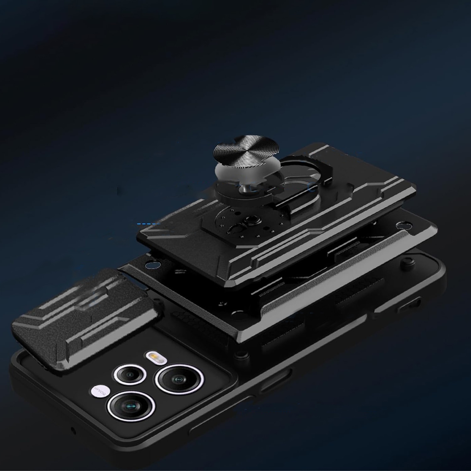 Husa pentru Xiaomi Redmi Note 12 Pro 5G/Poco X5 Pro Premium Hybrid Armor Kickstand, Slider Camera, Antisoc, Protectie Superioara, Negru