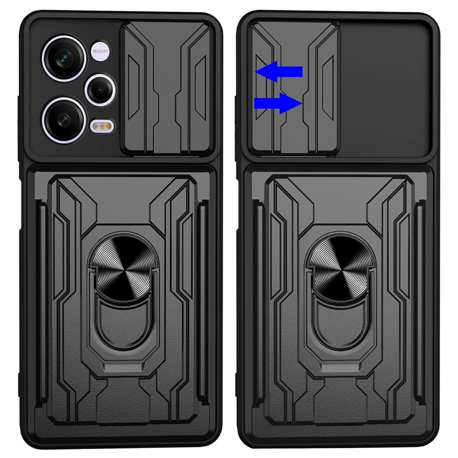 Husa pentru Xiaomi Redmi Note 12 Pro 5G/Poco X5 Pro Premium Hybrid Armor Kickstand, Slider Camera, Antisoc, Protectie Superioara, Negru
