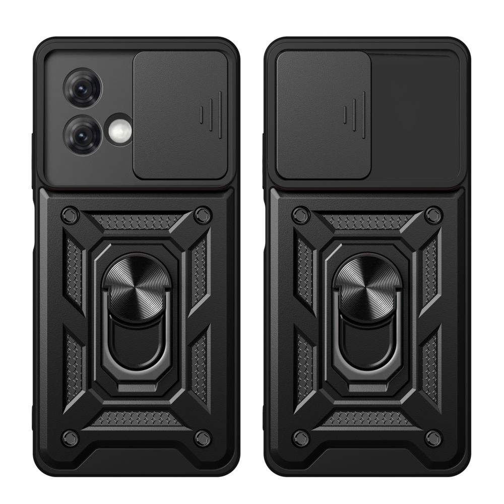 Husa pentru Motorola Moto G84 Premium Hybrid Armor Kickstand, Slider Camera, Antisoc, Protectie Superioara, Negru