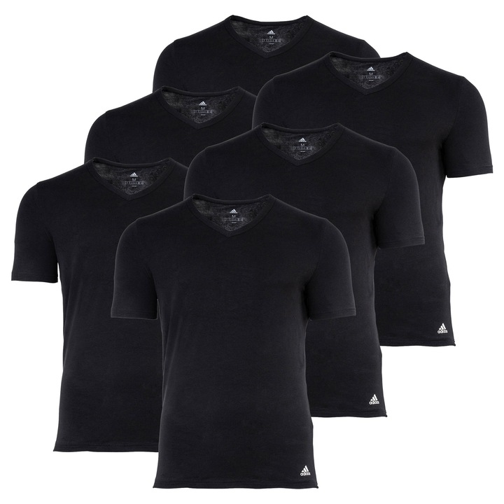 adidas, Set de tricouri cu decolteu in V Active Core- 6 piese, Negru