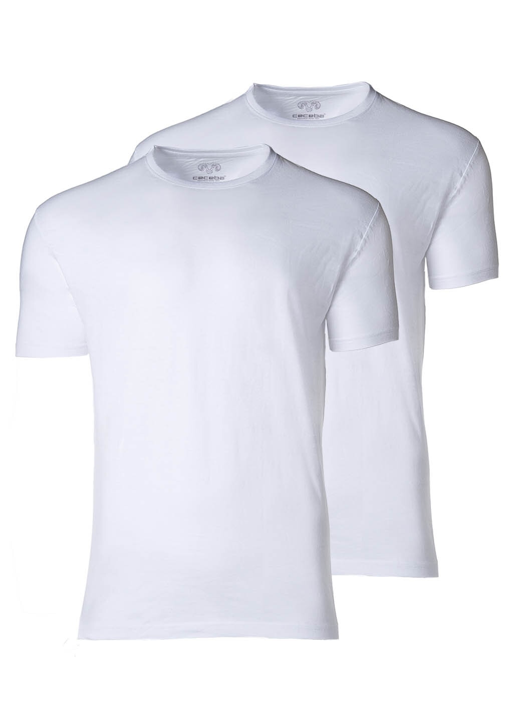 CECEBA, Set de tricouri din bumbac American - 2 piese, Alb, 4XL
