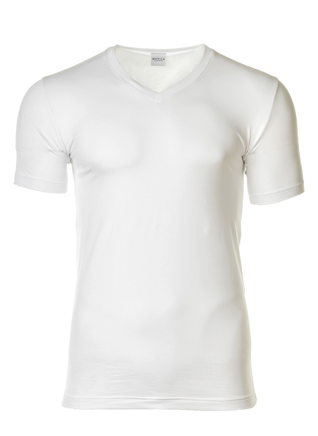 NOVILA, Tricou uni cu decolteu in V, Alb, S