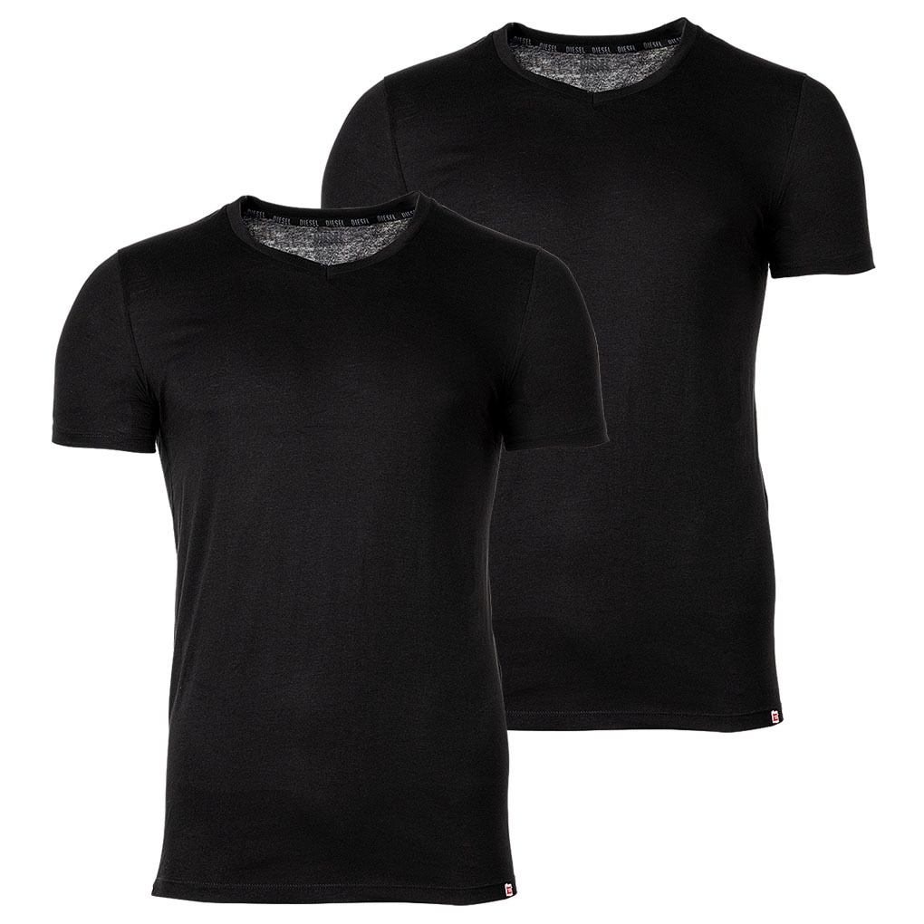 Diesel, Set de tricouri cu decolteu in V - 2 piese, Negru, 2XL