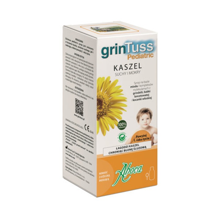 Сироп за кашлица за деца, GrinTuss, Aboca, 1 година+, 128гр - eMAG.bg