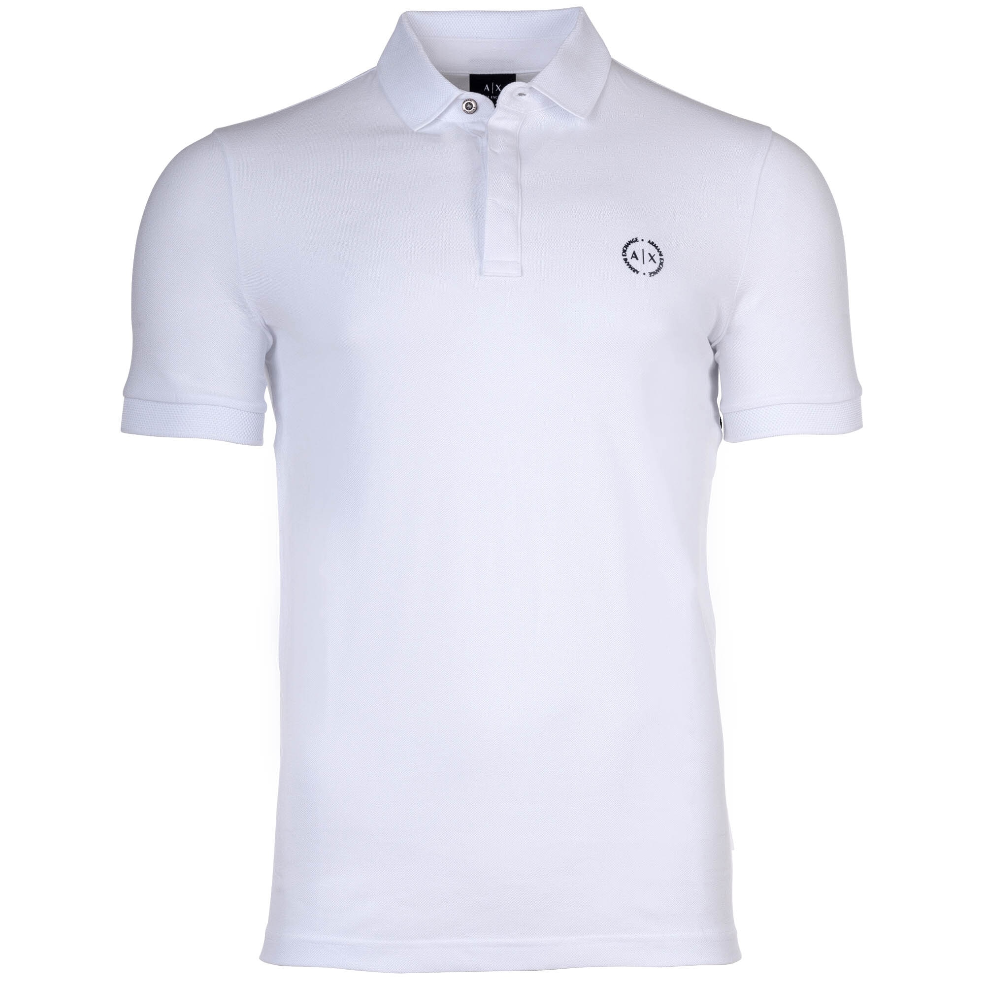 ARMANI EXCHANGE, Tricou polo slim fit cu logo discret, Alb, S