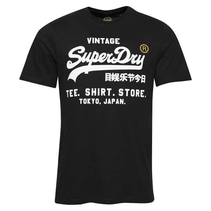 Superdry & Co, Тениска Vintage Store Classic, Черен, S