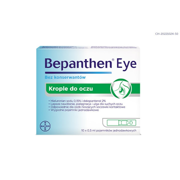 Picaturi de ochi Bepanthene, Bayer, Efect calmant, 10 Fiole