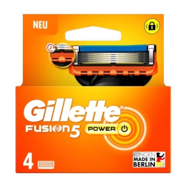Set 4 lame de ras, Gillette, Fusion 5 Power, Multicolor