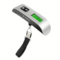 Cantar digital de mana pentru bagaje NEXTLY, afisaj LCD, senzor de temperatura, functia TARE, maxim 50 kg, argintiu