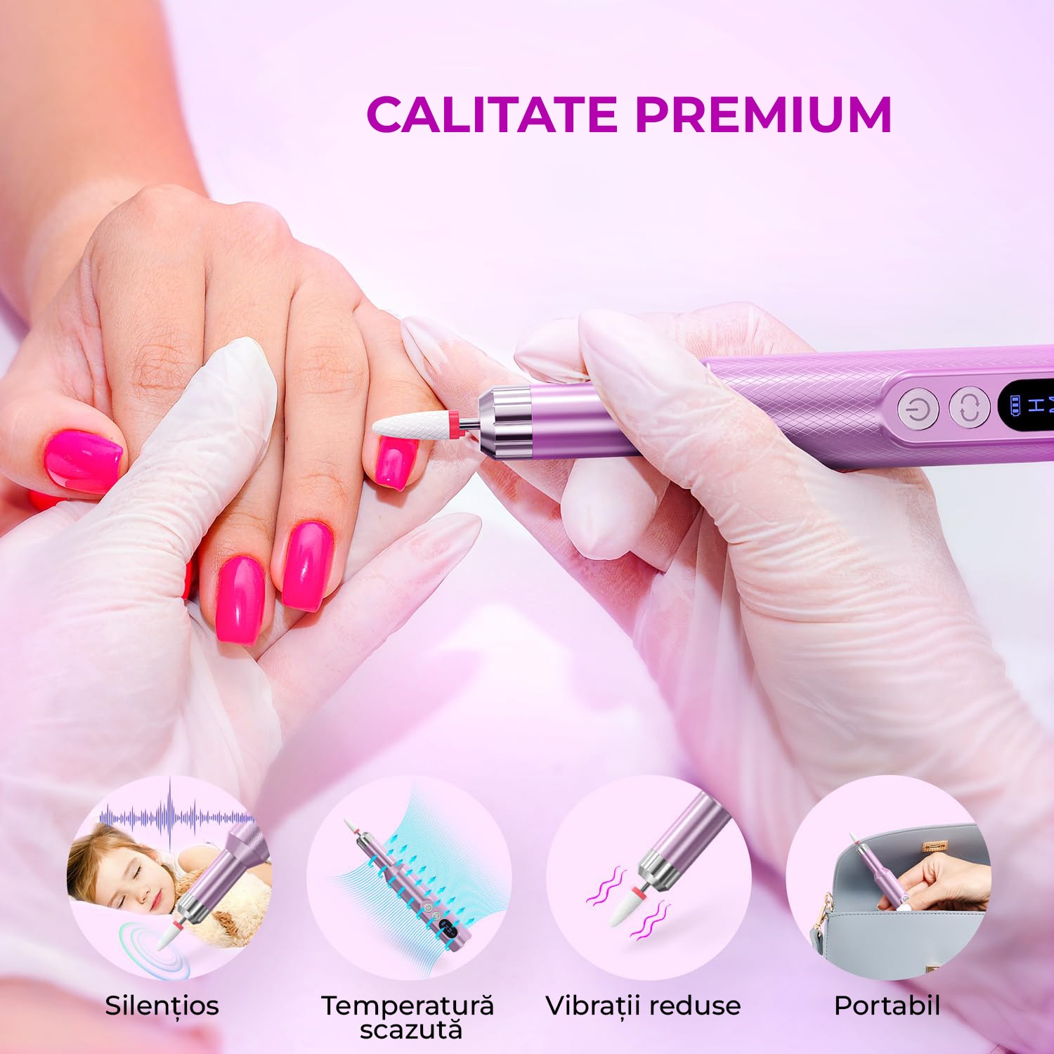 Freza unghii profesionala Elindor, pila electrica wireless pentru ...