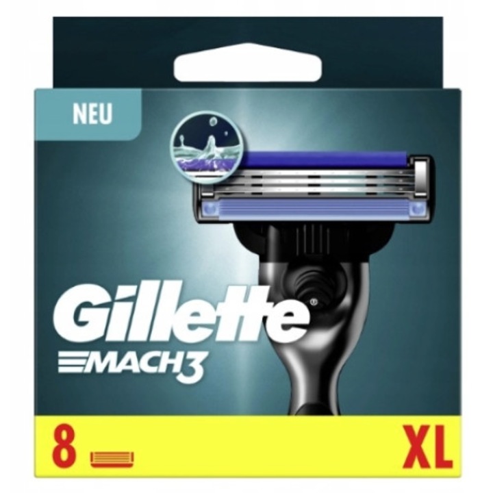Set 8 rezerve lame de ras pentru Gillette Mach3, Gilette, 3 lame