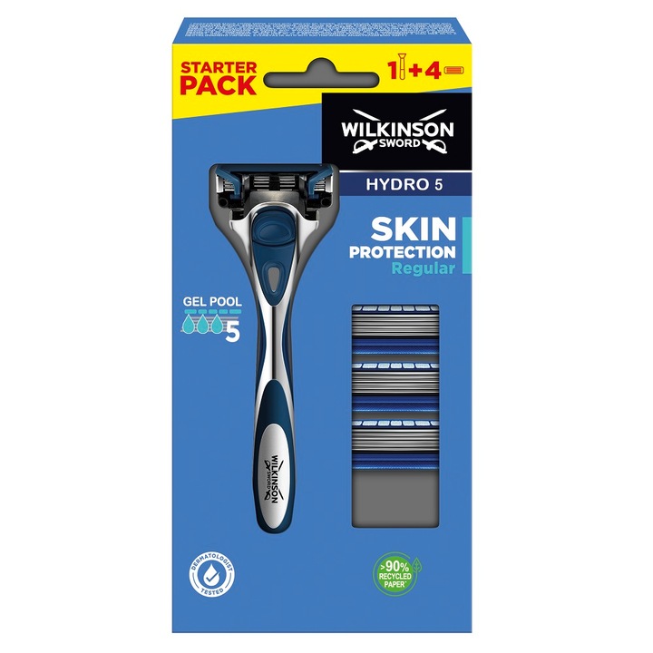 Borotvakészlet és 4 alkatrész, Wilkinson, Hydro 5 Skin Protection Regular