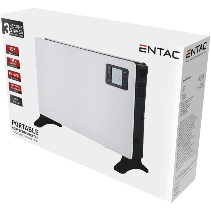 Entac Konvekciós fűtőtest Slim 2000W LED Kijelzővel