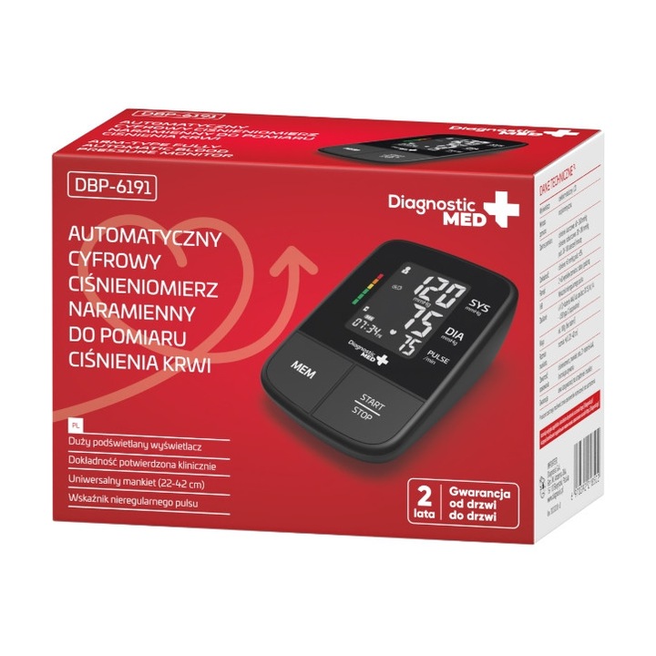 Automata kar vérnyomásmérő, Diagnosztika, DBP-6191, Fekete