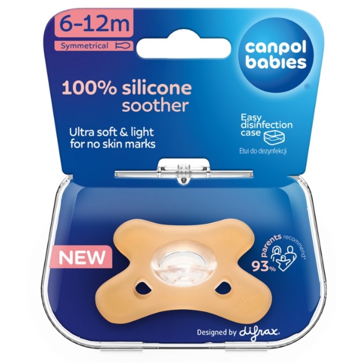 Залъгалка, Canpol, Силикон, 6-12 месеца, оранжева