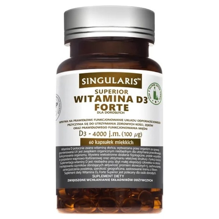 Витамин D3 Forte, SINGULARIS, 4000 IU, 60 капсули