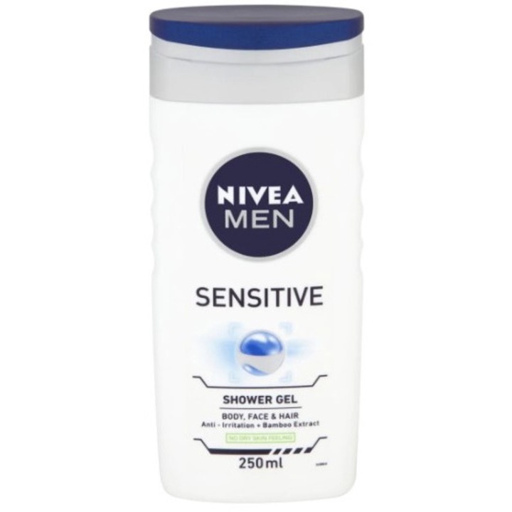 Gel de dus 3 in 1, Nivea, Men Sensitive, 250 ml