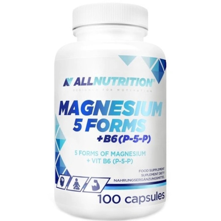 Хранителна добавка Allnutrition Magnesium 5 Forms B6, 100 капсули