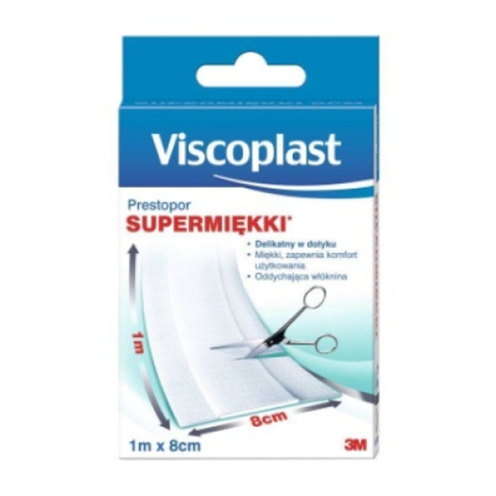 Пластир, Viscoplast, 1m x 8cm, Нетъкан текстил