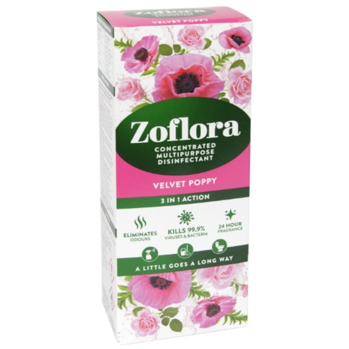 Концентрирана дезинфекционна течност, Zoflora, Velvet Poppy, 500 мл