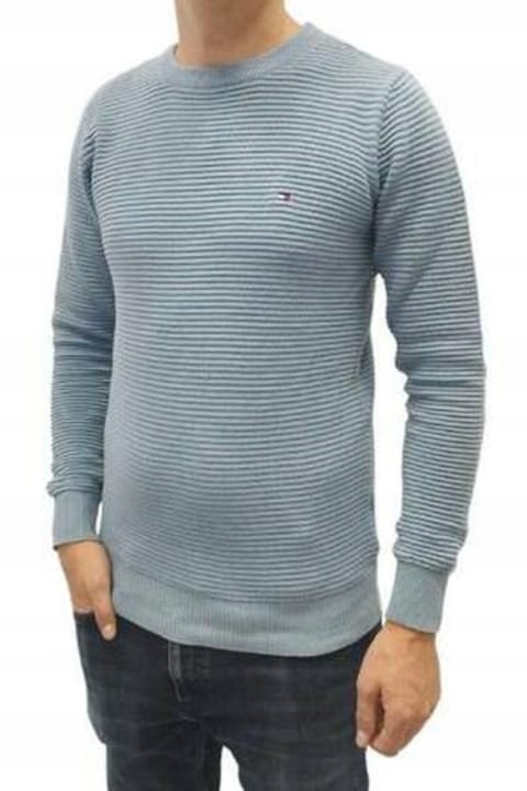 Férfi pulóver, Tommy Hilfiger, pamut, kék, Kék, S