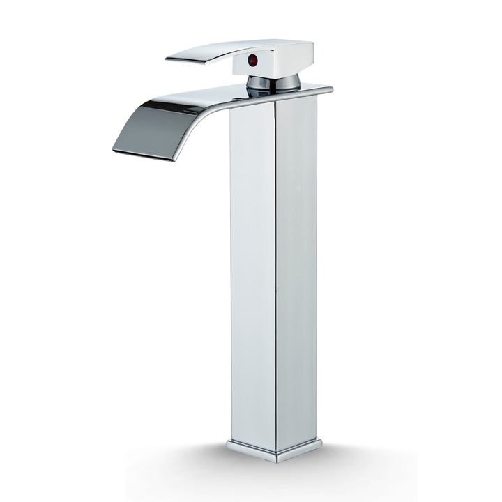 Fürdőszobai csaptelep mosdókagylóhoz, pultra vagy mosdóra szerelhető. Vízesés magas - Sárgaréz - ezüst, krómozott ezüst