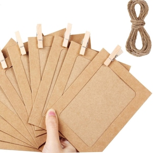 Set cadou de Craciun din 10 rame foto decorative, carton, cu model, culoare kaki pentru familie
