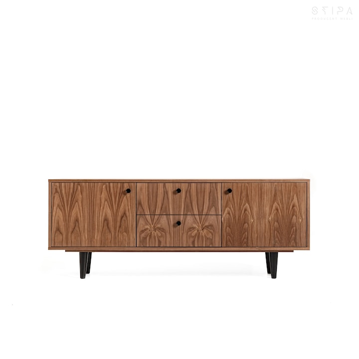 Comoda TV Crocus, Stipa, 180 x 66 x 43, furnir de nuc american