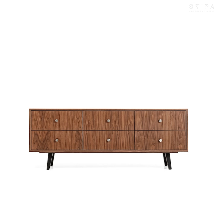 Comoda TV Crown, Stipa, 160 x 66 x 43, furnir de nuc american