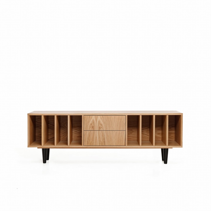 Comoda TV Nolana, Stipa, 190 x 56 x 43, furnir de stejar