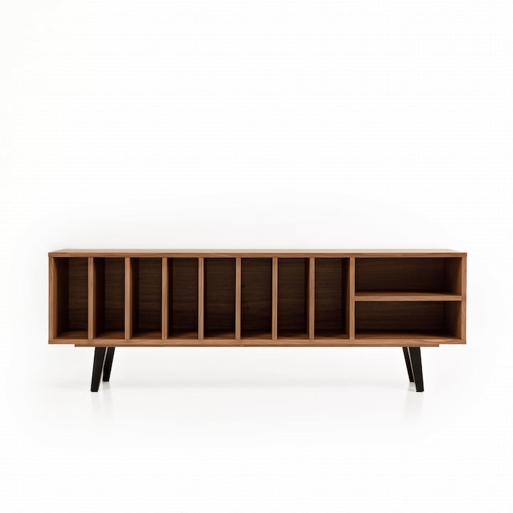 Comoda TV Silene, Stipa, 190 x 56 x 43, furnir de nuc american