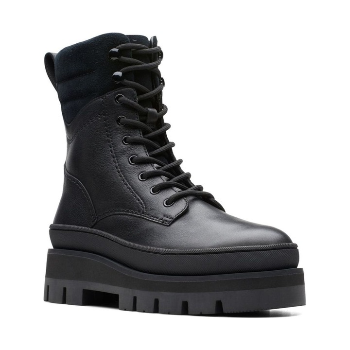 Дамски боти Clarks на нисък ток естествена кожа черни, Черен