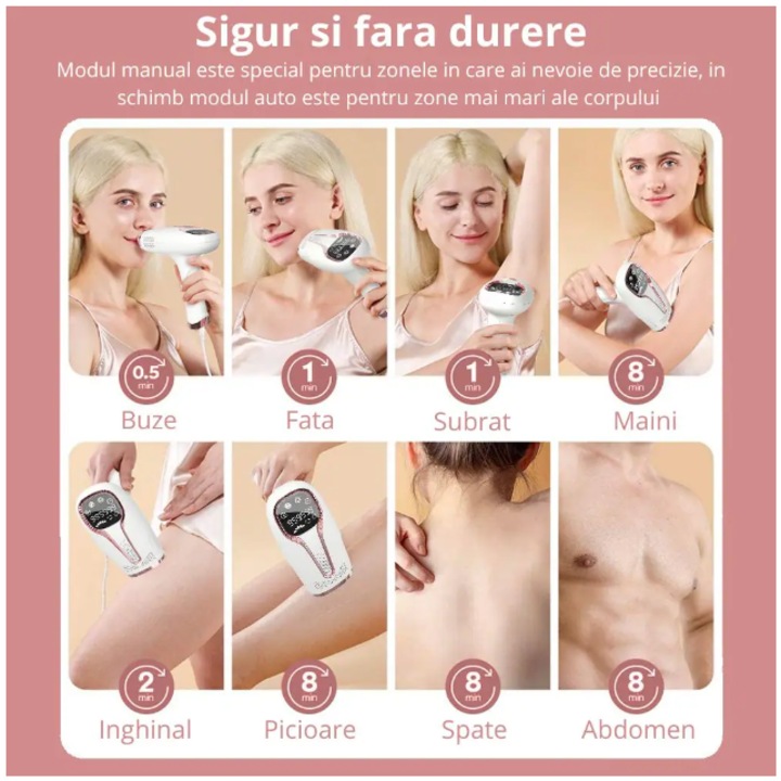 SINZO IPL epilátor, tartós szőrtelenítés fájdalom nélkül, 999 999 impulzus, IPL technológia, 5 intenzitási fokozat, férfiaknak és nőknek, szenzoros bőr, arc, test, hónalj és lágyék