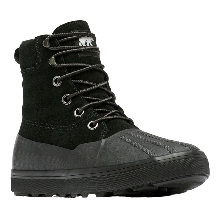 Ghete barbati, Sorel, Piele intoarsa/Cauciuc, Negru, Negru