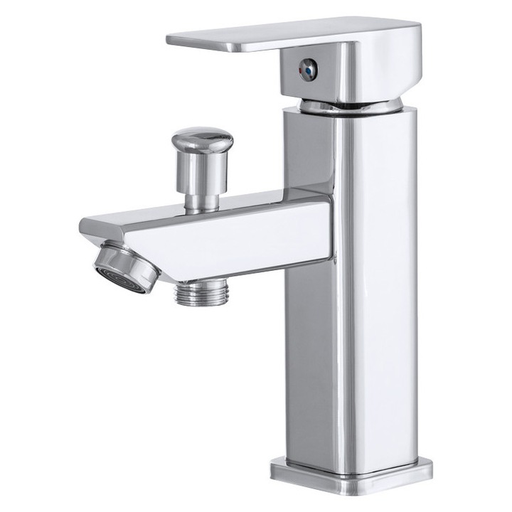 Set baterii lavoar, Granitan, Crom, 130 mm x 29 mm, Material: plastic, Diametru 130 mm, Inaltime 29 mm, Montaj in zlewozmywak, Negru, 2 racorduri flexibile + sistem de prindere