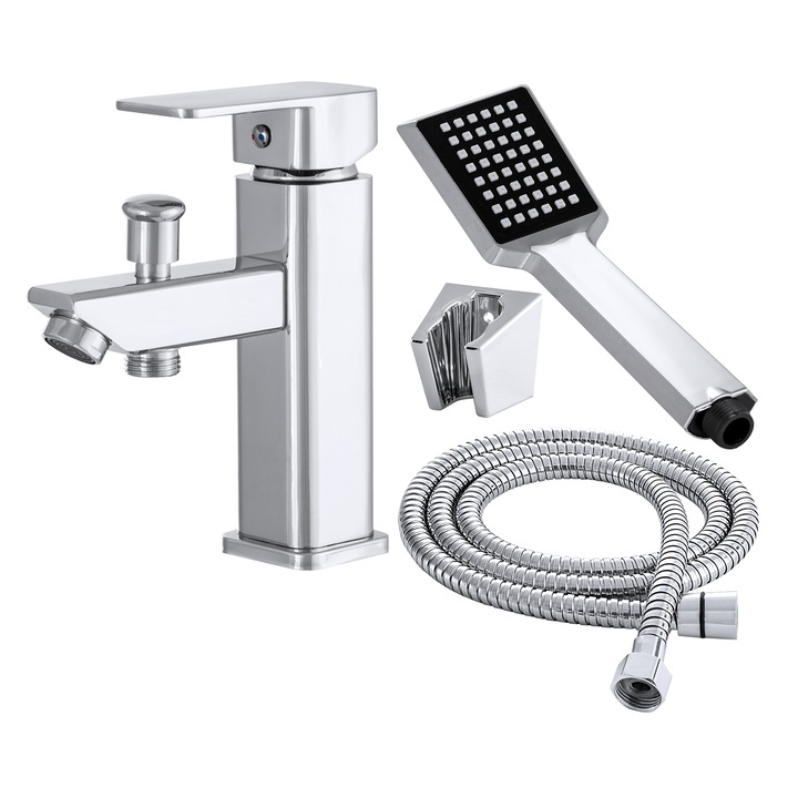 Mosó csaptelep, kád zuhanyzóval, gránitán