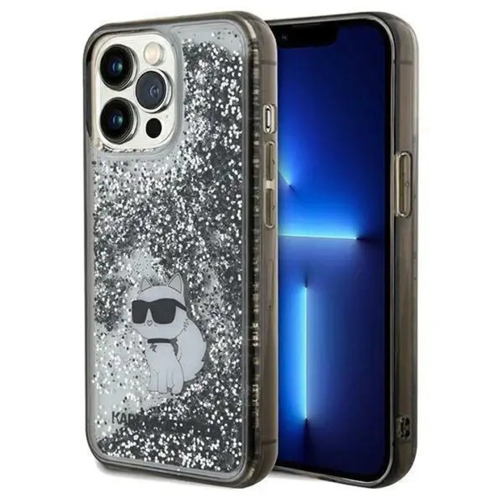 Carcasa Karl Lagerfeld Liquid Glitter Choupette compatibila cu iPhone 13 / 13 Pro, Transparent